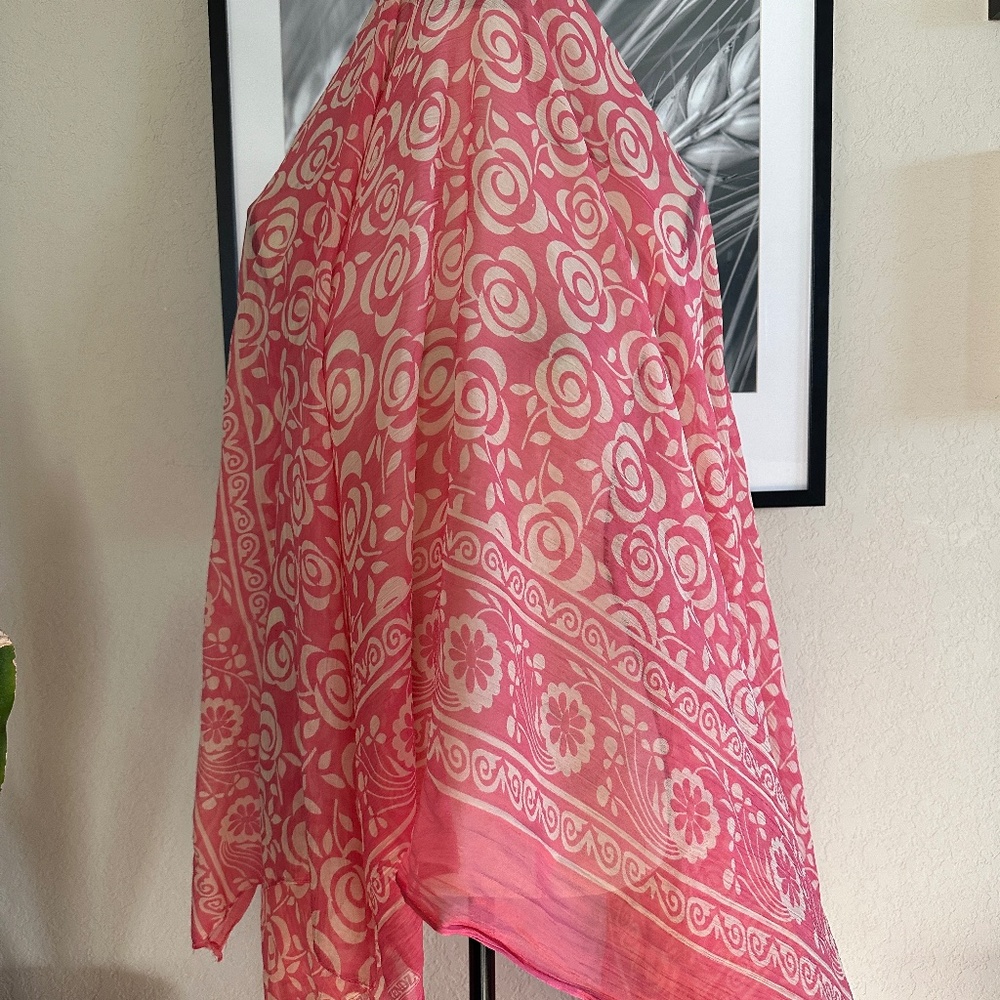 Trends Oversized Chiffon Pink Floral Scarf